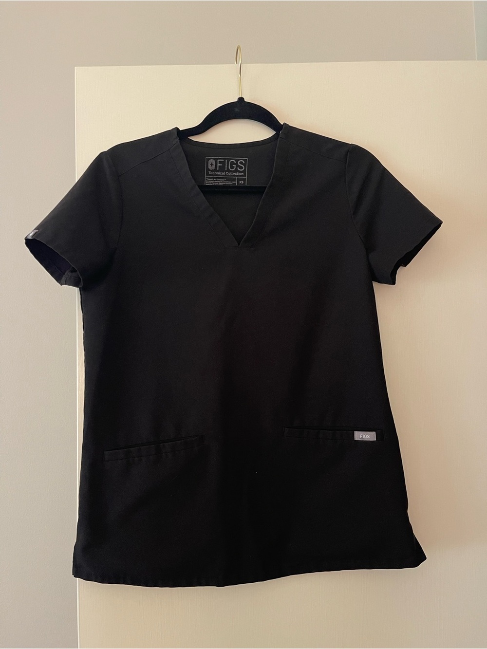 Figs Black V-Neck Medical Scrub Top